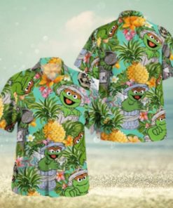 The Muppet Oscar The Grouch Pineapple Tropical Summer Hawaiian Shirt