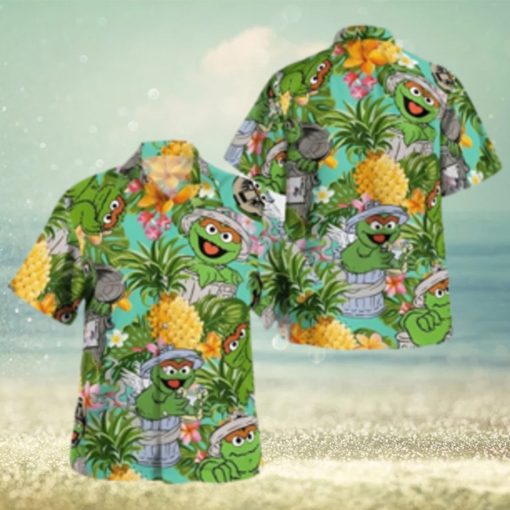 The Muppet Oscar The Grouch Pineapple Tropical Summer Hawaiian Shirt