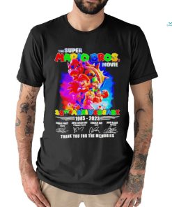 The Super Mario Bros Movie 38th Anniversary 1985 – 2023 Thank You For The Memories Signatures Shirt