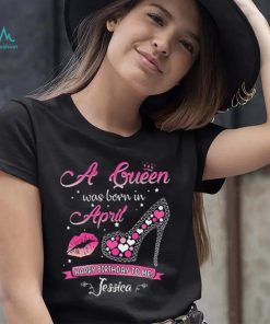 This Queen was Born in April Birthday Shirts for Women T Shirt, Multicolored