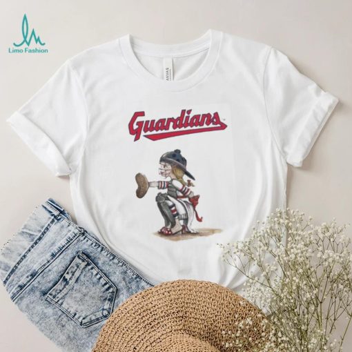 Toddler Cleveland Guardians Tiny Turnip White Kate The Catcher shirt