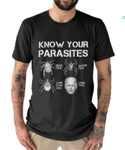 Top know your parasites anti joe biden deer tick wood tick lone star tick luna tick shirt