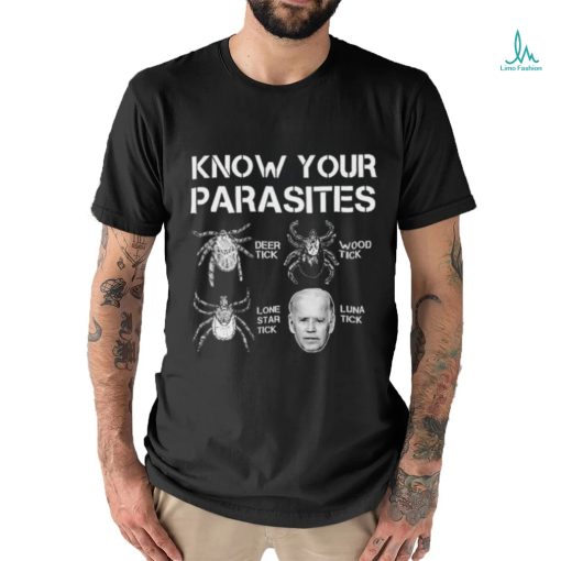 Top know your parasites anti joe biden deer tick wood tick lone star tick luna tick shirt