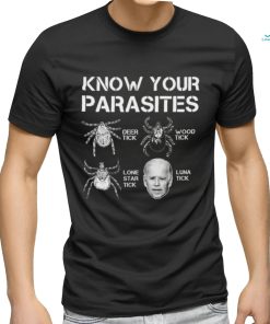 Top know your parasites anti joe biden deer tick wood tick lone star tick luna tick shirt