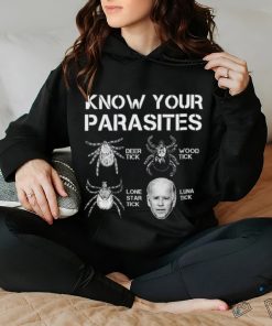 Top know your parasites anti joe biden deer tick wood tick lone star tick luna tick shirt