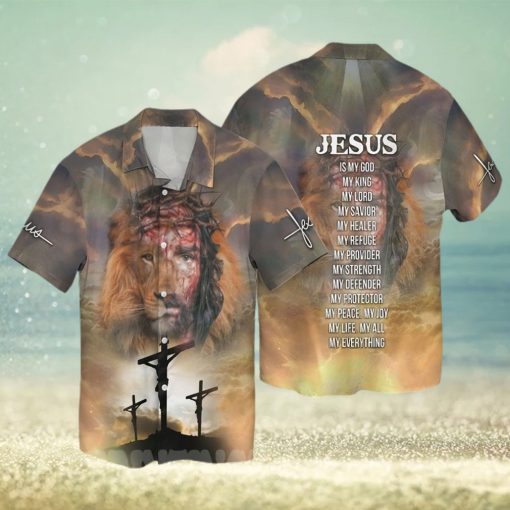 [Top selling Item] Jesus Lion My Everything Jesus Is My God My King My Lord My Savior My Healer My Refuge Summer Time Hawaiian Shirt