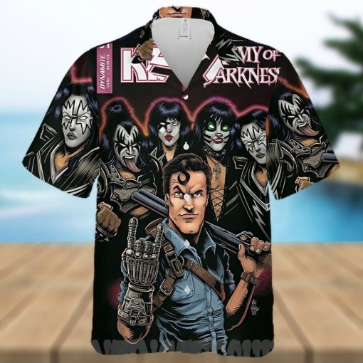 [Top selling Item] Kiss Army Of Darkness Music Rock B D Kiss Button Up Short Sleeve For Holiday Hawaiian Shirt