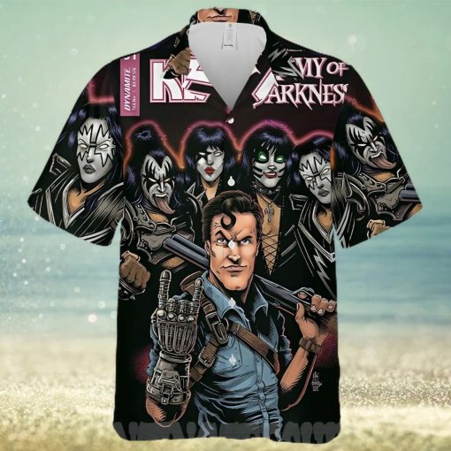 [Top selling Item] Kiss Army Of Darkness Music Rock B D Kiss Button Up Short Sleeve For Holiday Hawaiian Shirt