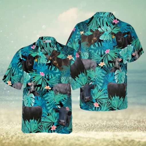 Tropical Black Cow Lover Hawaiian Shirt