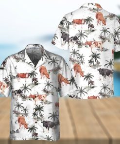 Tropical Island And Cows Pattern Cow Hawaiian Shirt, Tropical Cow Shirt For Men And Women, Cow Print Shirt