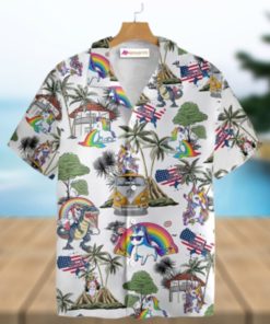 Unicorn American Flag Hawaiian Shirt