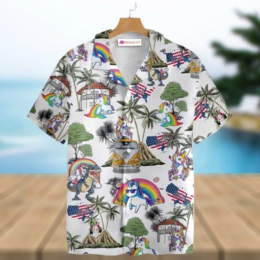 Unicorn American Flag Hawaiian Shirt