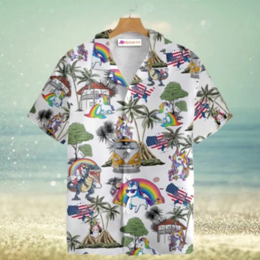 Unicorn American Flag Hawaiian Shirt