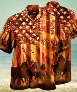 Unisex Beach Shirt Awesome Horse American Born To Ride Hawaiian Shirts