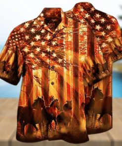 Unisex Beach Shirt Awesome Horse American Born To Ride Hawaiian Shirts