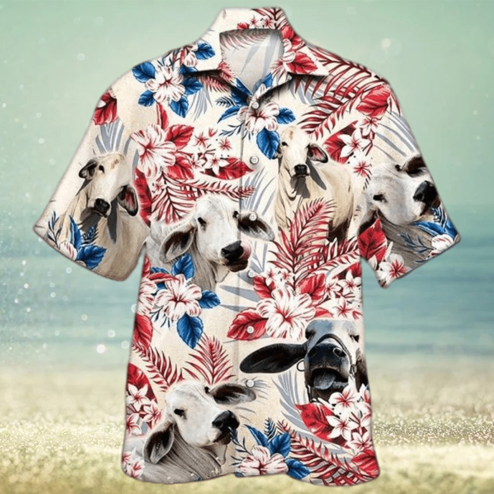 Unisex Brahman In American Flag Patterns Hawaiian Shirts Unisex Brahman In American Flag Patterns Hawaiian Shirts