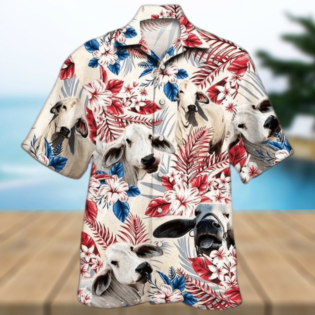 Unisex Brahman In American Flag Patterns Hawaiian Shirts Unisex Brahman In American Flag Patterns Hawaiian Shirts