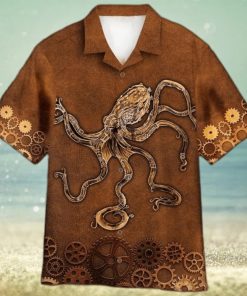 Unisex Brown Octopus Steampunk Hawaiian Shirt