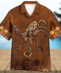 Unisex Brown Octopus Steampunk Hawaiian Shirt