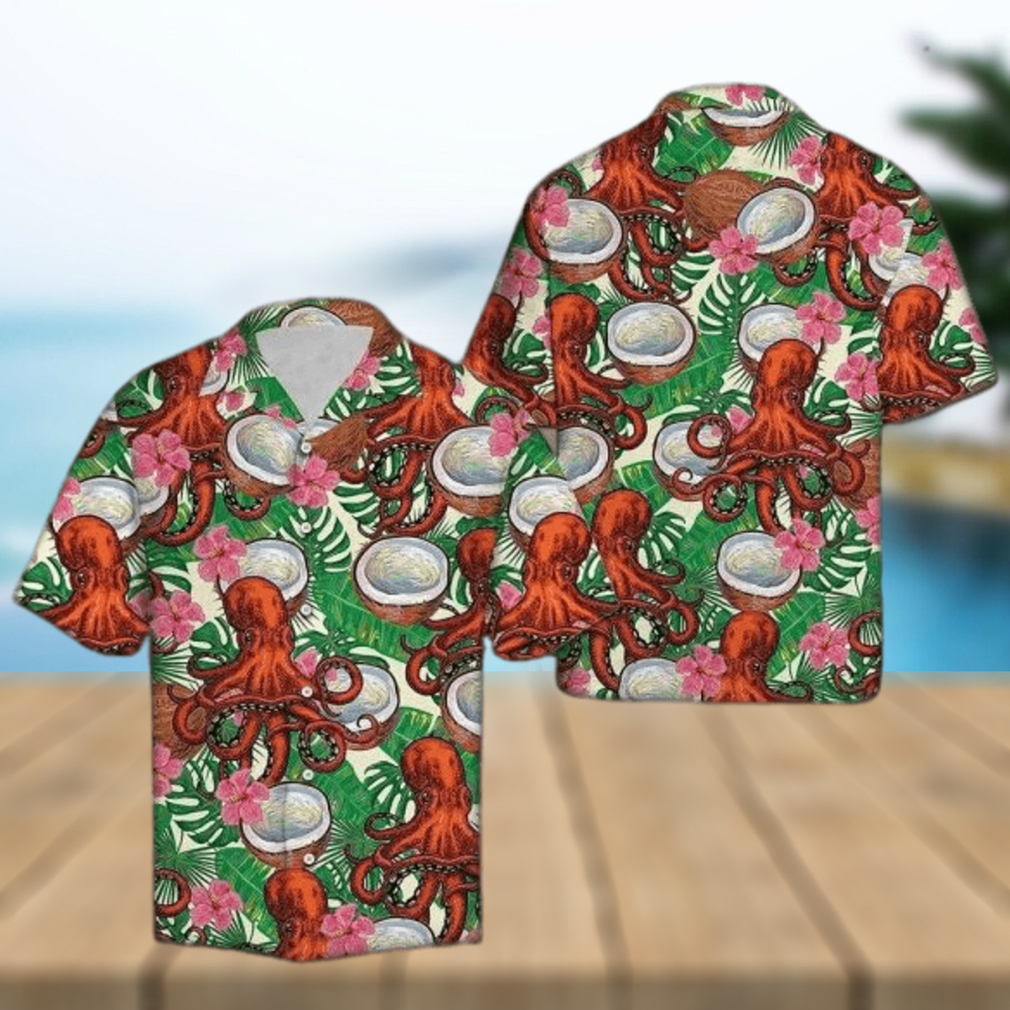 Unisex Octopus Tropical Coconut Hawaiian Shirt For Men Unisex Octopus Tropical Coconut Hawaiian Shirt For Men
