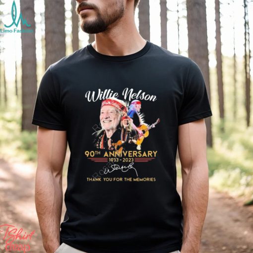 Willie Nelson 90th anniversary 1933 2023 thank you for the memories signature t shirt