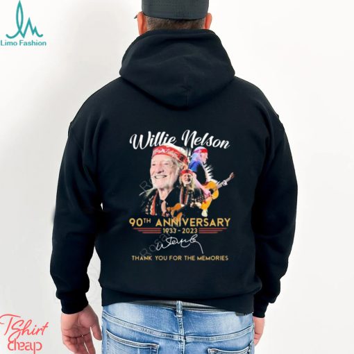 Willie Nelson 90th anniversary 1933 2023 thank you for the memories signature t shirt