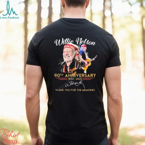 Willie Nelson 90th anniversary 1933 2023 thank you for the memories signature t shirt