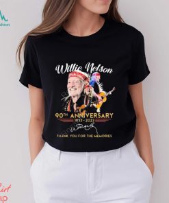 Willie Nelson 90th anniversary 1933 2023 thank you for the memories signature t shirt