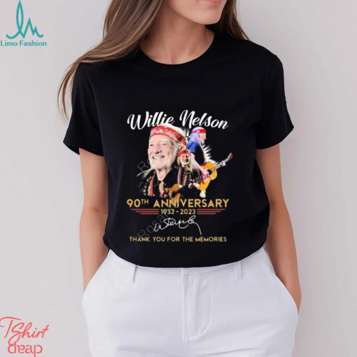 Willie Nelson 90th anniversary 1933 2023 thank you for the memories signature t shirt