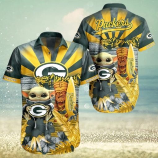 Yoda Green Bay Packers Nfl Hawaiian Full 3d Shirt 1