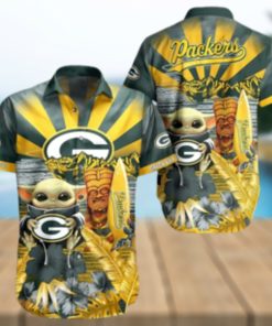 Yoda Green Bay Packers Nfl Hawaiian Full 3d Shirt 1