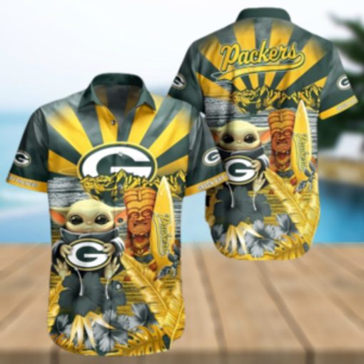 Yoda Green Bay Packers Nfl Hawaiian Full 3d Shirt 1