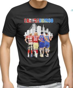 an Francisco Skyline Sports Teams Montana Garoppolo Thompson And Curry Signatures Shirt