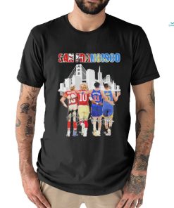 an Francisco Skyline Sports Teams Montana Garoppolo Thompson And Curry Signatures Shirt