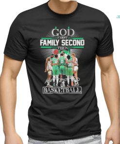 god first family second then boston celtics 2023 season signatures shirt Tee Shirt