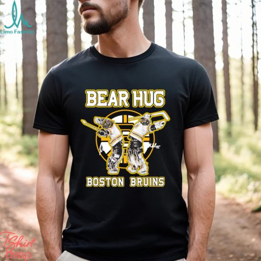 jeremy swayman linus ullmark bear hug boston bruins signatures shirt T Shirt