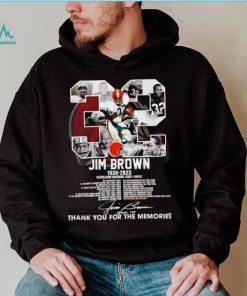 32 Jim Brown 1936 2023 Cleveland Browns 1957 1965 thank you for the memories signature shirt