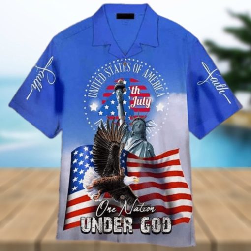 4th Of July One Nation Under God Independence Day 3D Funny Hawaiian Shirt