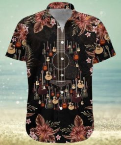 Acoustic Guitar Unisex Hawaiian Graphic Print Short Sleeve Hawaiian Shirt