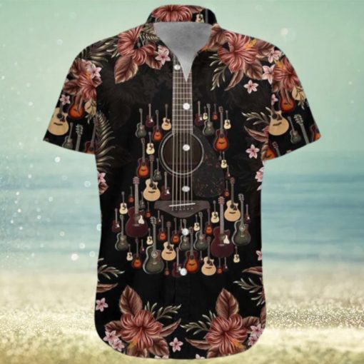 Acoustic Guitar Unisex Hawaiian Graphic Print Short Sleeve Hawaiian Shirt