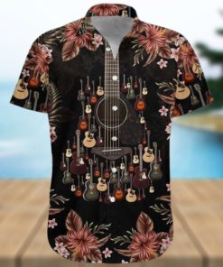 Acoustic Guitar Unisex Hawaiian Graphic Print Short Sleeve Hawaiian Shirt