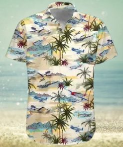 Aircraft Hawaiian Graphic Print Short Sleeve Hawaiian Casual Shirt