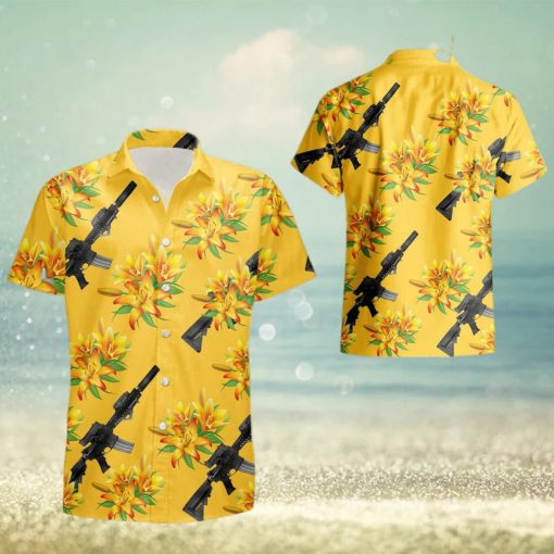 Aloha Guns Yellow Flower Summer Hawaiian Shirt For Men And Women