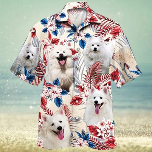 American Eskimo Mens Hawaiian Shirt   Love Pet Casual Button Down Hawaiian Shirts for Men Women Short Sleeve Set 23