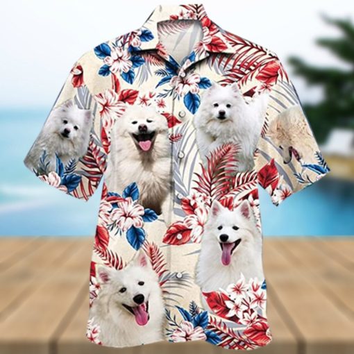 American Eskimo Mens Hawaiian Shirt   Love Pet Casual Button Down Hawaiian Shirts for Men Women Short Sleeve Set 23