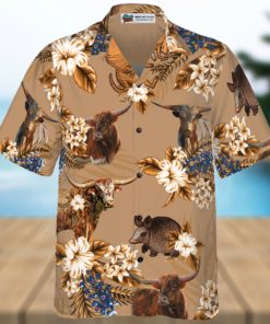 Armadillo And Longhorn Texas Hawaiian Shirt