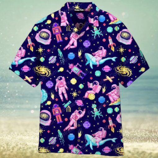 Astronaut Spaceman Pixel Aloha Hawaiian Shirt