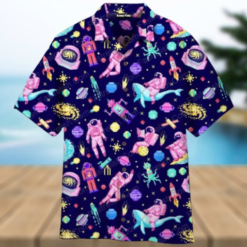 Astronaut Spaceman Pixel Aloha Hawaiian Shirt