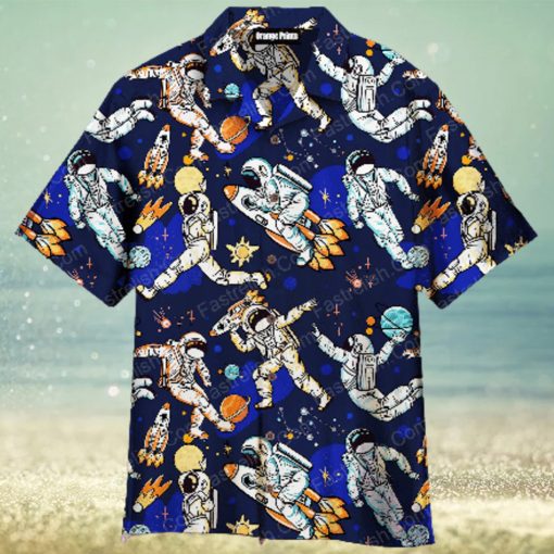 Astronauts In Sport Activities With Spaceships And Planets Aloha Hawaiian Shirt
