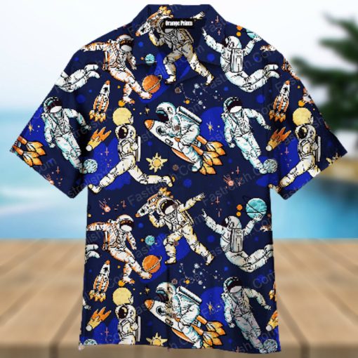 Astronauts In Sport Activities With Spaceships And Planets Aloha Hawaiian Shirt